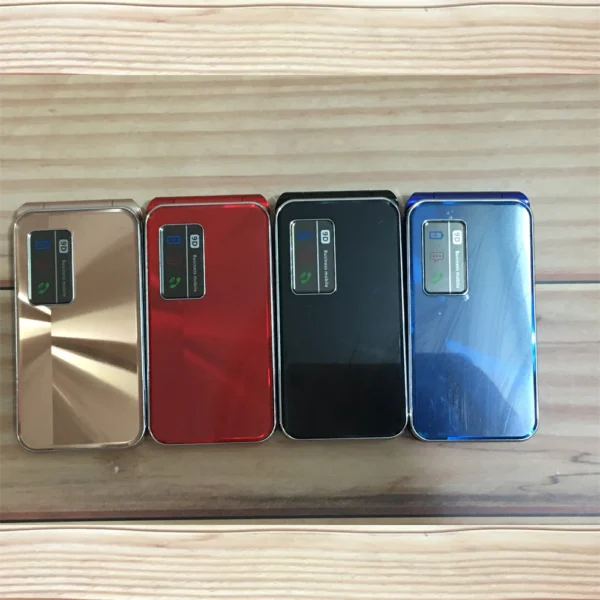 Original grand bouton poussoir rabat téléphone portable 2.4 "double carte Sim MP3 Led Show dossier sans fil FM torche 4050 mah à clapet téléphone portable – Image 3