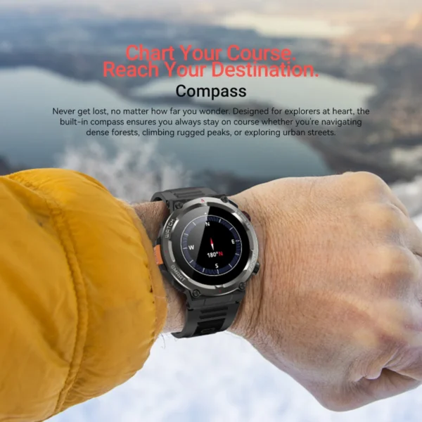 Blackview-W50 Pro Smartwatch, écran HD 1.45 ", lampe de poche, Bluetooth, appel téléphonique, batterie 960mAh, robuste – Image 4